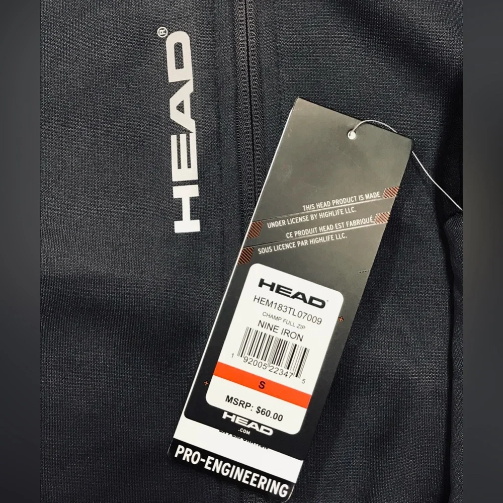 Head Jacket Mens Gray Black Outdoors Casual Full Zip Men’s Size S